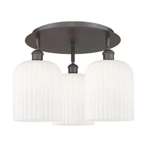 Innovations Bridal Veil 17in 3-Light Semi-Flush | Art Nouveau Oil Rubbed Bronze and Gloss White Glass | Kitchen & Dining | Model 516-3C-OB-G559-8GWH