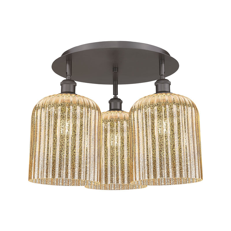 Innovations Bridal Veil 17in 3-Light Semi-Flush | Art Nouveau Oil Rubbed Bronze and Mercury Glass | Kitchen & Dining Room | Model 516-3C-OB-G559-8ME
