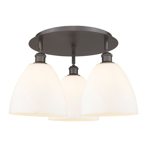 Innovations Bristol 21in 3-Light Semi-Flush Mount | Industrial Oil Rubbed Bronze and Matte White Glass | Kitchen & Dining | Model 516-3C-OB-GBD-91