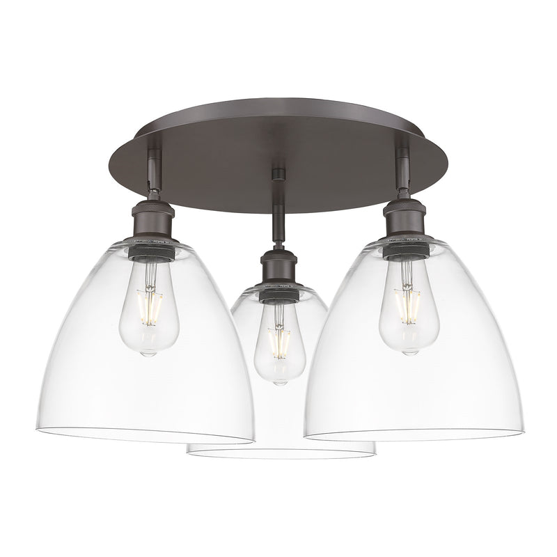 Innovations Bristol 21in 3-Light Semi-Flush Mount | Industrial Oil Rubbed Bronze and Clear Glass | Kitchen & Dining Room | Model 516-3C-OB-GBD-92