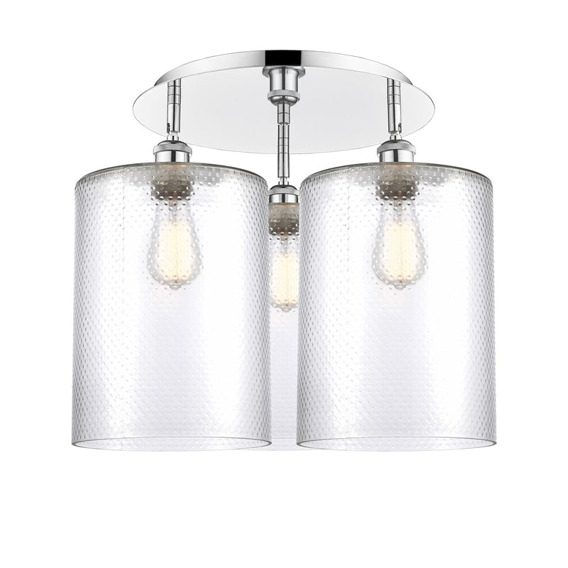 Innovations Cobbleskill 21in 3-Light Semi-Flush Mount | Industrial Polished Chrome and Clear Glass | Kitchen & Hallway | Model 516-3C-PC-G112-L