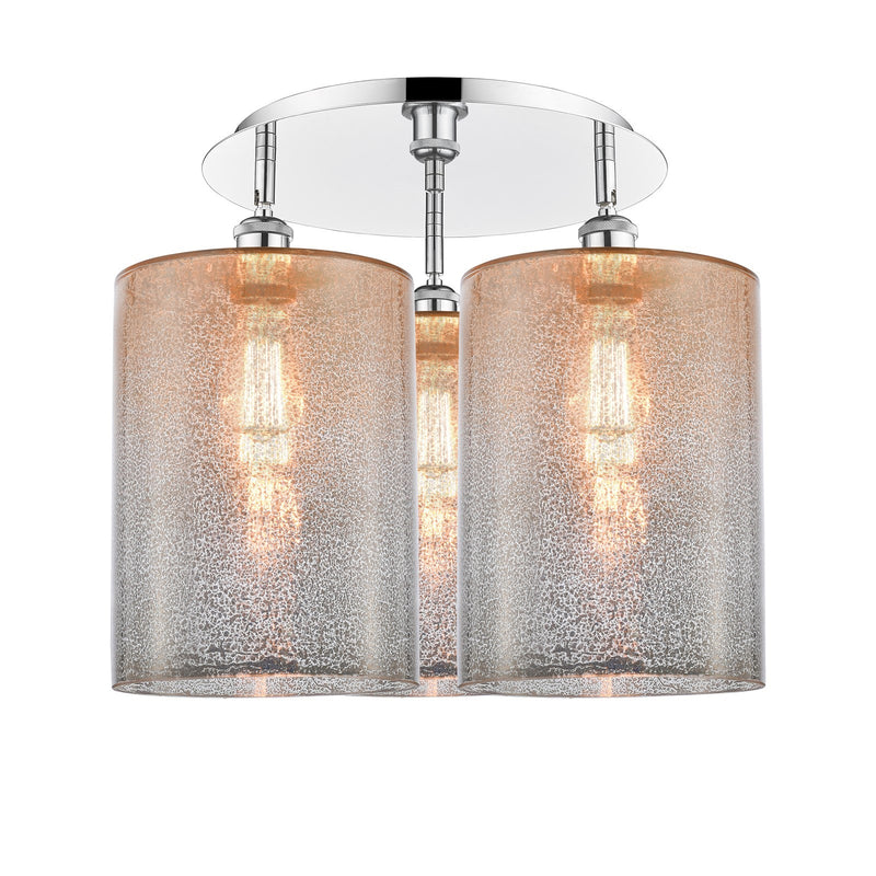Innovations Cobbleskill 21in 3-Light Semi-Flush Mount | Industrial Polished Chrome and Mercury Glass | Kitchen & Hallway | Model 516-3C-PC-G116-L