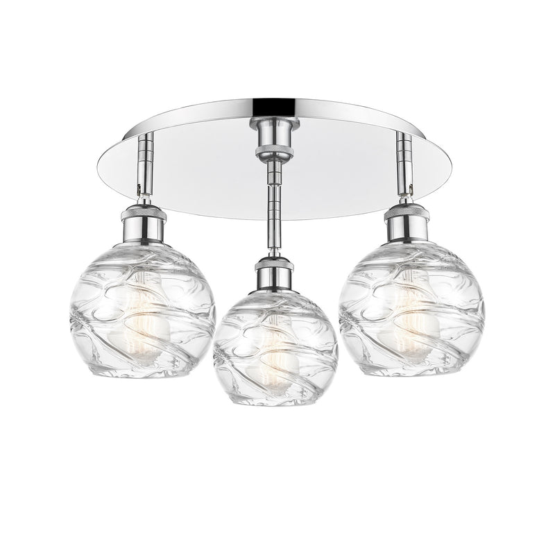 Innovations Athens Deco Swirl 17.625in 3-Light Semi-Flush | Industrial Polished Chrome and Clear Glass | Kitchen & Dining | Model 516-3C-PC-G1213-6CL