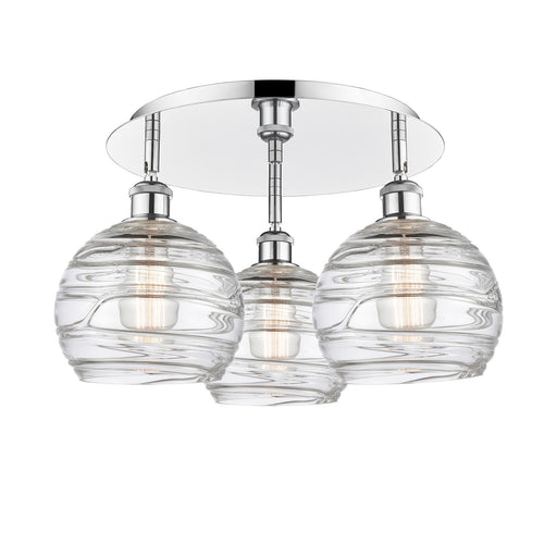 Innovations Athens Deco Swirl 19.75in 3-Light Semi-Flush | Industrial Polished Chrome and Clear Glass | Kitchen & Dining | Model 516-3C-PC-G1213-8CL