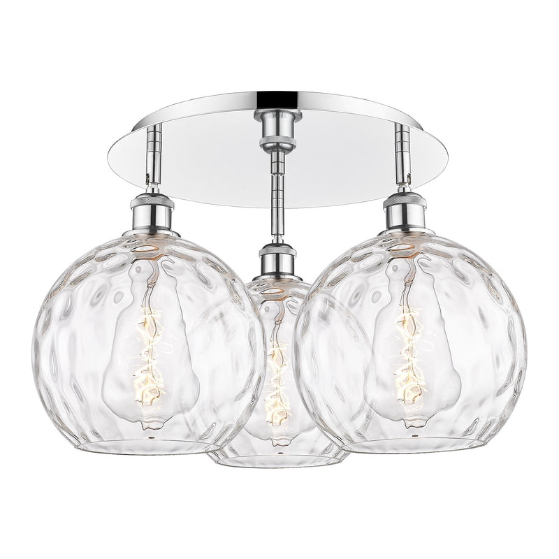 Innovations Athens Water Glass 21.75in 3-Light Semi-Flush | Industrial Polished Chrome and Clear Glass | Kitchen & Dining | Model 516-3C-PC-G1215-10