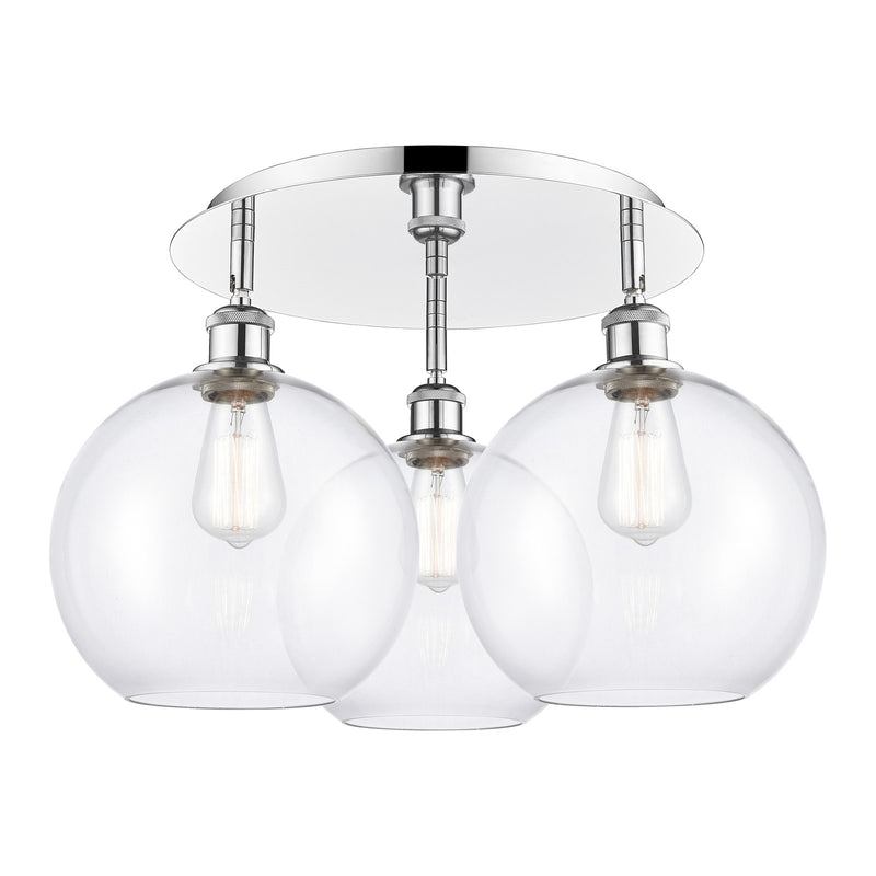 Innovations Athens 22in 3-Light Semi-Flush | Industrial Polished Chrome and Clear Glass | Kitchen & Dining Room | Model 516-3C-PC-G122-10