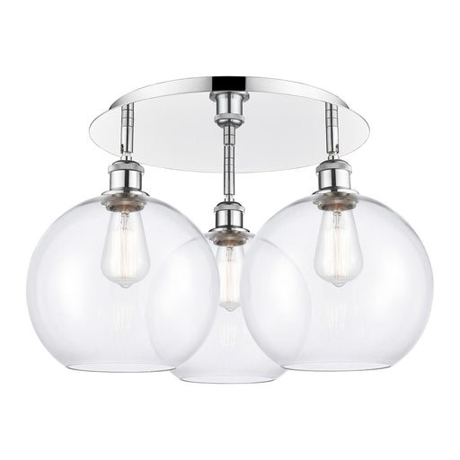 Innovations Athens 22in 3-Light Semi-Flush | Industrial Polished Chrome and Clear Glass | Kitchen & Dining Room | Model 516-3C-PC-G122-10