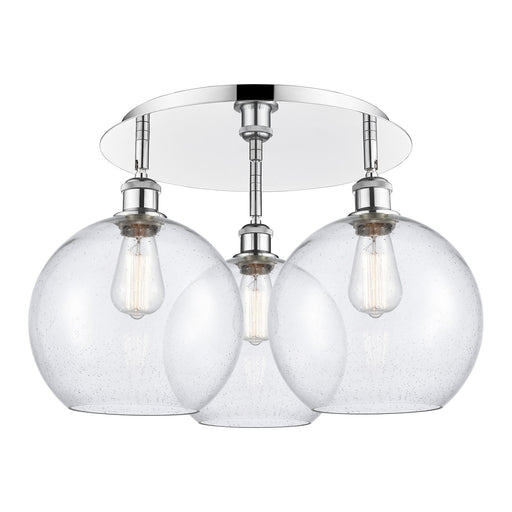 Innovations Athens 22in 3-Light Semi-Flush Mount | Industrial Polished Chrome and Seedy Glass | Damp-Rated Bathroom | Model 516-3C-PC-G124-10