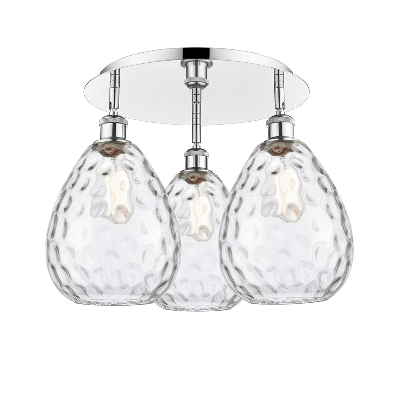 Innovations Waverly 20in 3-Light Semi-Flush | Industrial Polished Chrome and Clear Glass | Kitchen & Dining Room | Model 516-3C-PC-G372