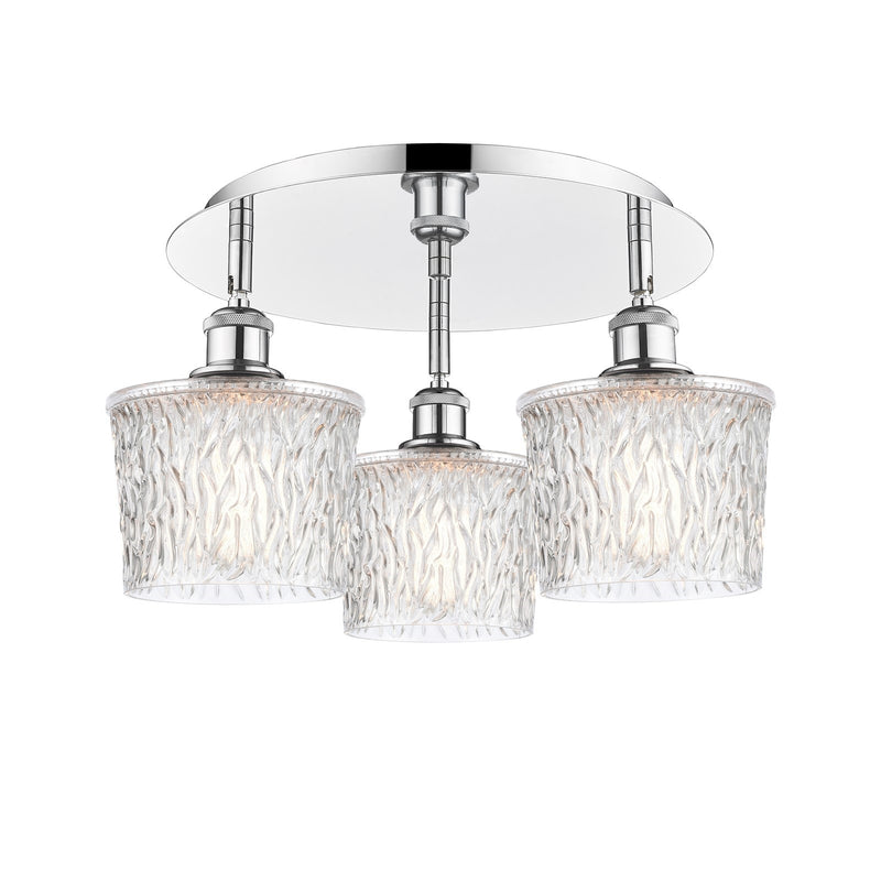 Innovations Niagara 18in 3-Light Semi-Flush | Industrial Polished Chrome and Clear Glass | Kitchen & Hallway | Model 516-3C-PC-G402
