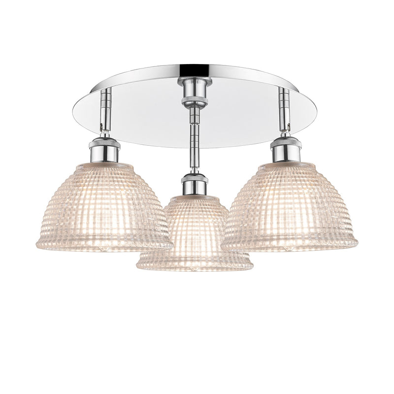 Innovations Arietta 20in 3-Light Semi-Flush | Industrial Polished Chrome and Clear Glass | Kitchen & Dining Room | Model 516-3C-PC-G422