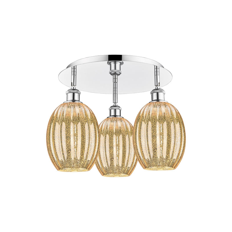 Innovations Preston Bulb 18in 3-Light Semi-Flush | Industrial Polished Chrome and Mercury Glass | Kitchen & Dining Room | Model 516-3C-PC-G459-6ME
