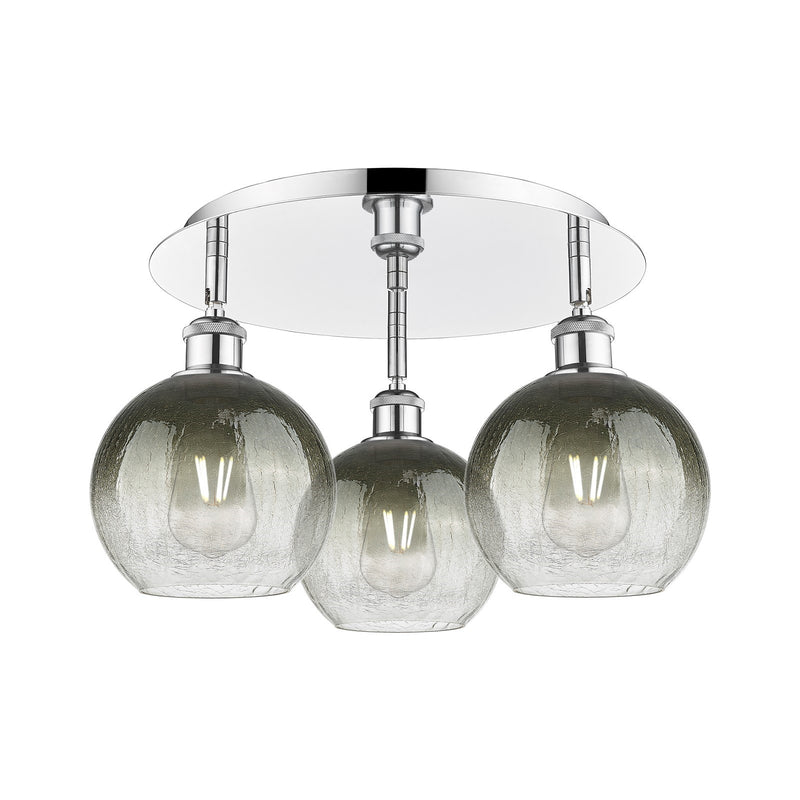 Innovations Brookhaven Globe 20in 3-Light Semi-Flush Mount | Industrial Polished Chrome and Slate Glass | Kitchen | Model 516-3C-PC-G483-8SL