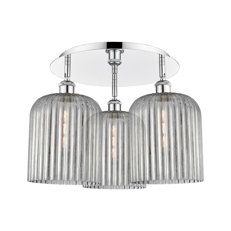 Innovations Bridal Veil 17in 3-Light Semi-Flush | Art Nouveau Polished Chrome and Light Smoke Glass | Kitchen & Dining | Model 516-3C-PC-G559-8SM