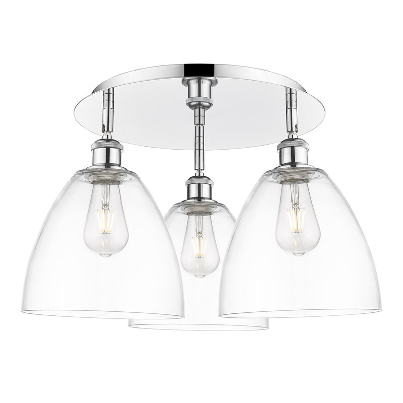 Innovations Bristol 21in 3-Light Semi-Flush Mount | Industrial Polished Chrome and Clear Glass | Kitchen & Hallway | Model 516-3C-PC-GBD-92
