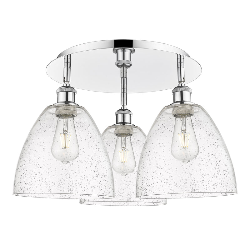 Innovations Bristol 21in 3-Light Semi-Flush Mount | Industrial Polished Chrome and Seedy Glass | Kitchen & Hallway | Model 516-3C-PC-GBD-94