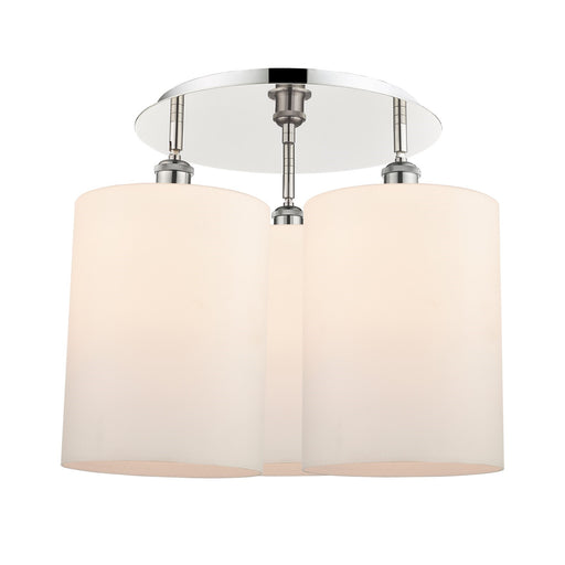 Innovations Cobbleskill 20.75in 3-Light Semi-Flush Mount | Polished Nickel and Matte White Glass | Entryway & Hallway | Model 516-3C-PN-G111-L