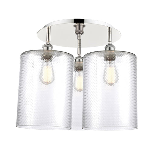 Innovations Cobbleskill 21in 3-Light Semi-Flush | Industrial Polished Nickel and Clear Glass | Kitchen & Dining Room | Model 516-3C-PN-G112-L