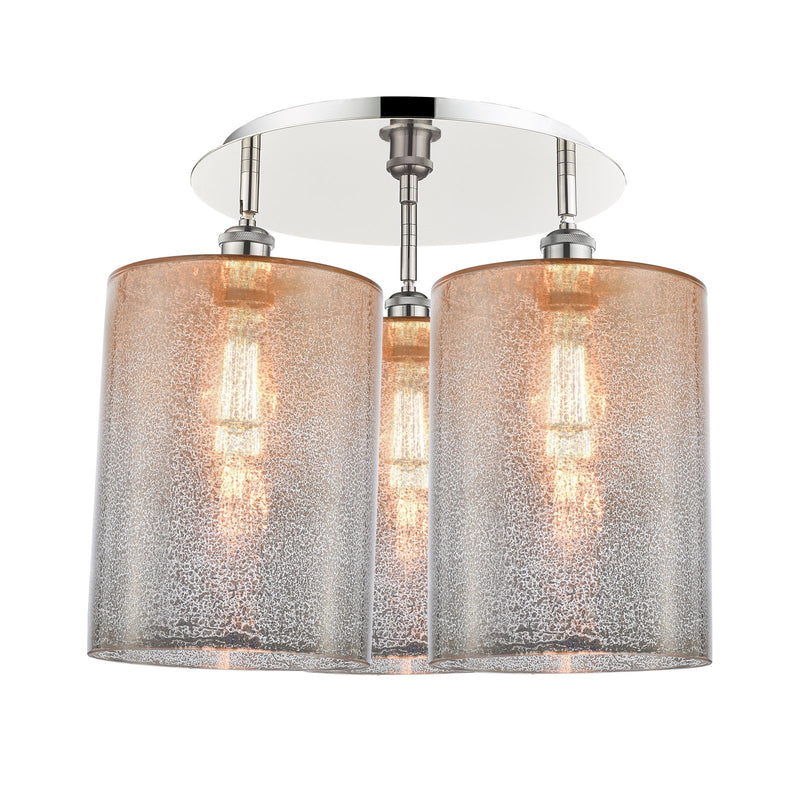Innovations Cobbleskill 21in 3-Light Semi-Flush | Industrial Polished Nickel and Mercury Glass | Kitchen & Dining Room | Model 516-3C-PN-G116-L