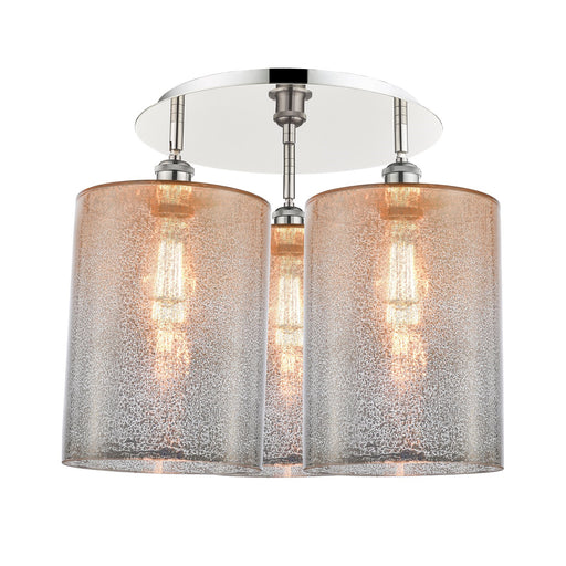 Innovations Cobbleskill 21in 3-Light Semi-Flush | Industrial Polished Nickel and Mercury Glass | Kitchen & Dining Room | Model 516-3C-PN-G116-L
