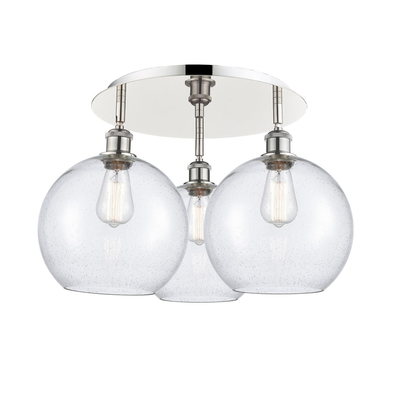 Innovations Athens 21.75in 3-Light Semi-Flush | Industrial Polished Nickel and Seedy Glass | Kitchen & Dining Room | Model 516-3C-PN-G124-10