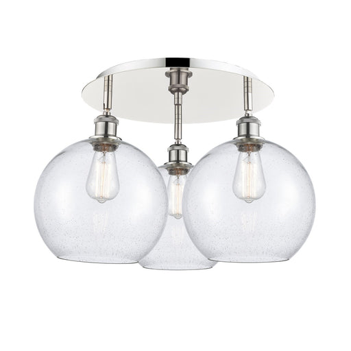 Innovations Athens 21.75in 3-Light Semi-Flush | Industrial Polished Nickel and Seedy Glass | Kitchen & Dining Room | Model 516-3C-PN-G124-10