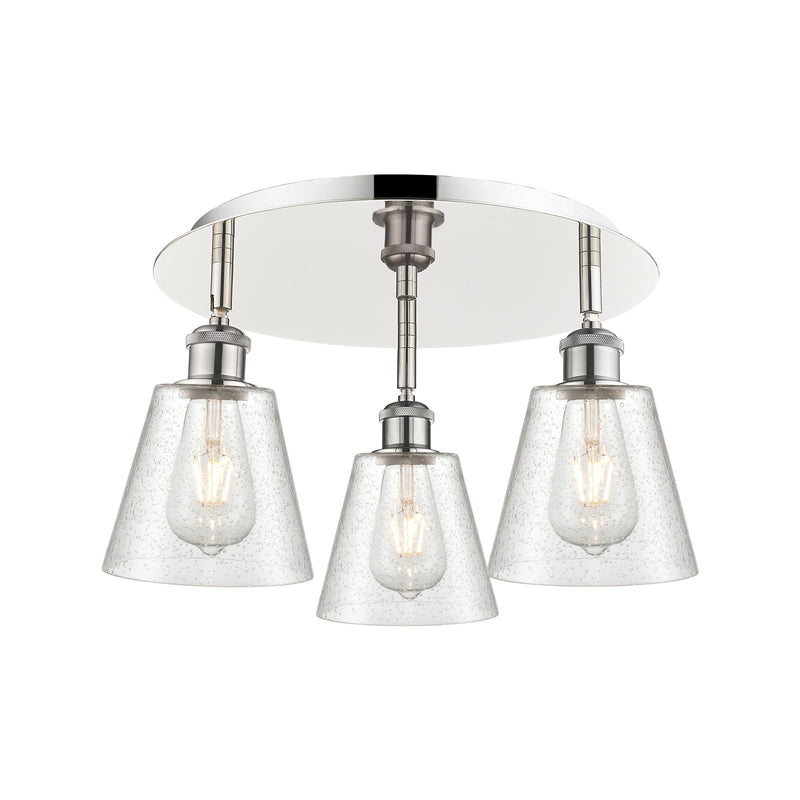 Innovations Caton 17.75in 3-Light Semi-Flush | Art Nouveau Polished Nickel and Frosted Glass | Kitchen & Dining Room | Model 516-3C-PN-G454