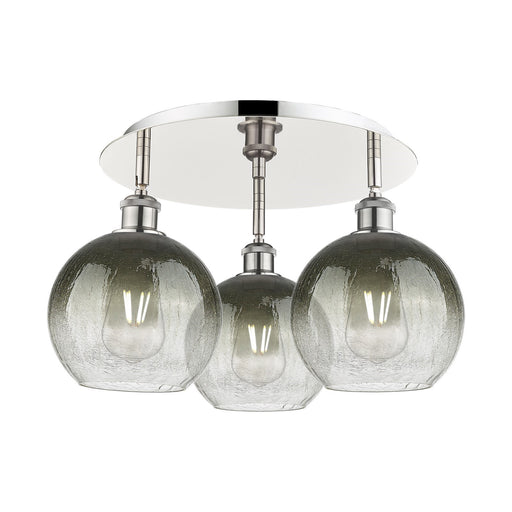 Innovations Brookhaven Globe 20in 3-Light Semi-Flush Mount | Industrial Polished Nickel and Slate Glass | Kitchen | Model 516-3C-PN-G483-8SL