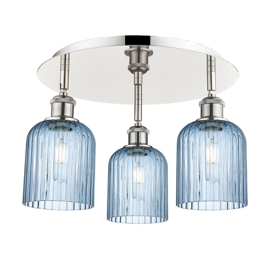 Innovations Ballston Bridal Veil 3Lt 17" Flush, PN/BL - 516-3C-PN-G559-5BL