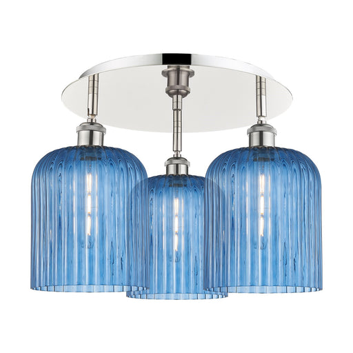 Innovations Bridal Veil 17in 3-Light Semi-Flush Mount | Art Nouveau Polished Nickel and Princess Blue Glass | Kitchen | Model 516-3C-PN-G559-8BL