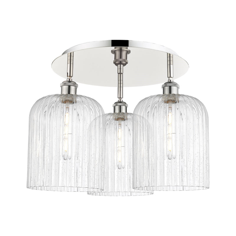 Innovations Bridal Veil 17in 3-Light Semi-Flush | Art Nouveau Polished Nickel and Seedy Glass | Kitchen & Dining Room | Model 516-3C-PN-G559-8SDY