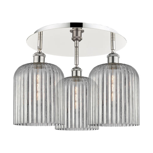 Innovations Bridal Veil 17in 3-Light Semi-Flush | Art Nouveau Polished Nickel and Light Smoke Glass | Kitchen & Dining | Model 516-3C-PN-G559-8SM