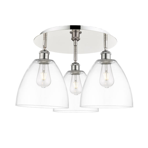 Innovations Bristol 21in 3-Light Semi-Flush | Industrial Polished Nickel and Clear Glass | Kitchen & Dining Room | Model 516-3C-PN-GBD-92