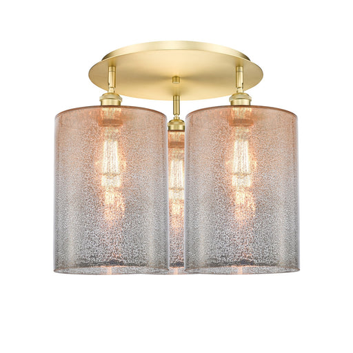 Innovations Cobbleskill 21in 3-Light Semi-Flush | Satin Gold and Mercury Glass Drum | Kitchen & Dining Room | 20.75 x 17 in | Model 516-3C-SG-G116-L