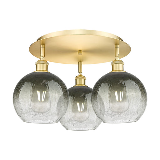 Innovations Brookhaven Globe 19in 3-Light Semi-Flush | Industrial Satin Gold and Slate Glass | Kitchen & Hallway | Model 516-3C-SG-G483-8SL