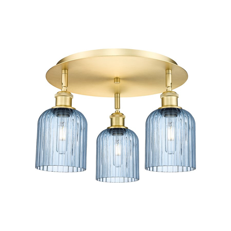 Innovations Ballston Bridal Veil 3Lt 17" Flush, Gold/Blue - 516-3C-SG-G559-5BL