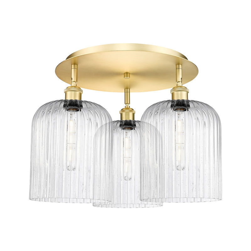 Innovations Bridal Veil 17in 3-Light Semi-Flush | Art Nouveau Satin Gold and Seedy Glass | Bedroom & Hallway | Model 516-3C-SG-G559-8SDY