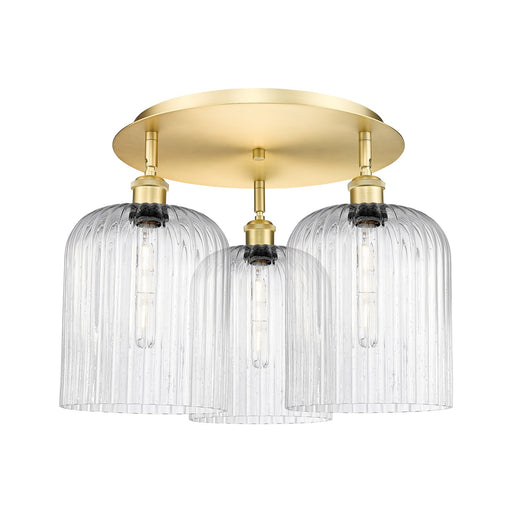 Innovations Bridal Veil 17in 3-Light Semi-Flush | Art Nouveau Satin Gold and Seedy Glass | Bedroom & Hallway | Model 516-3C-SG-G559-8SDY