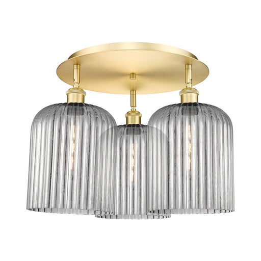 Innovations Bridal Veil 17in 3-Light Semi-Flush | Art Nouveau Satin Gold and Light Smoke Glass | Bedroom & Hallway | Model 516-3C-SG-G559-8SM