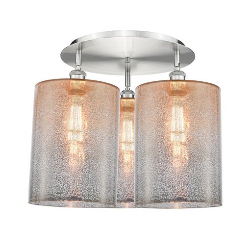 Innovations Cobbleskill 21in 3-Light Semi-Flush | Industrial Satin Nickel and Mercury Glass | Kitchen & Hallway | Model 516-3C-SN-G116-L