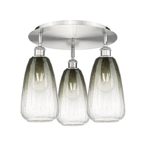 Innovations Brookhaven Almond 18in 3-Light Semi-Flush | Industrial Satin Nickel and Slate Glass | Kitchen & Hallway | Model 516-3C-SN-G480-6SL