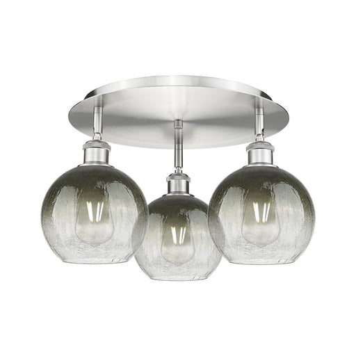 Innovations Brookhaven Globe 20in 3-Light Semi-Flush | Industrial Satin Nickel and Slate Glass | Kitchen & Hallway | Model 516-3C-SN-G483-8SL