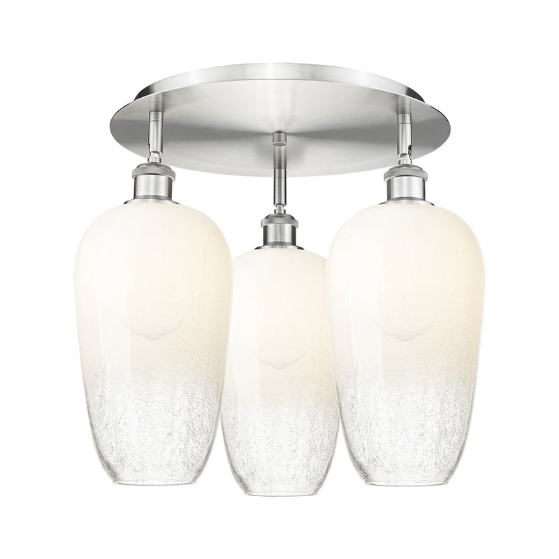 Innovations Brookhaven Flute 19in 3-Light Semi-Flush | Industrial Satin Nickel and Opal Glass | Kitchen & Dining Room | Model 516-3C-SN-G484-7OP