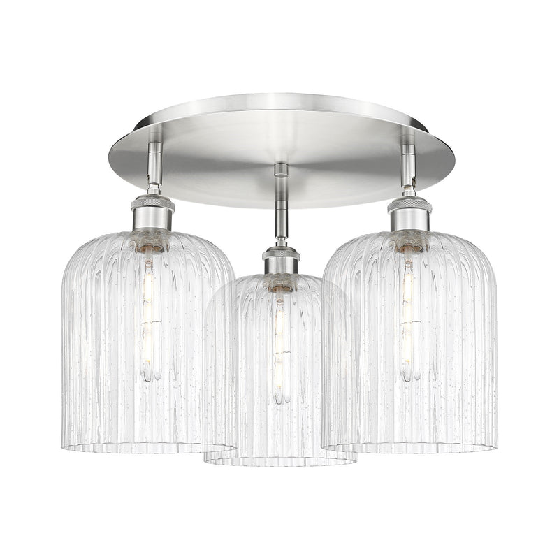 Innovations Bridal Veil 17in 3-Light Semi-Flush | Art Nouveau Satin Nickel and Seedy Glass | Bedroom & Dining Room | Model 516-3C-SN-G559-8SDY