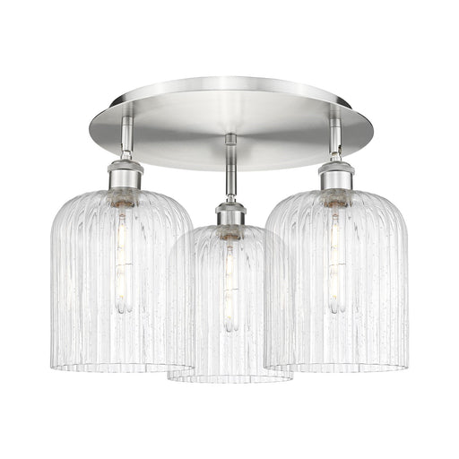 Innovations Bridal Veil 17in 3-Light Semi-Flush | Art Nouveau Satin Nickel and Seedy Glass | Bedroom & Dining Room | Model 516-3C-SN-G559-8SDY