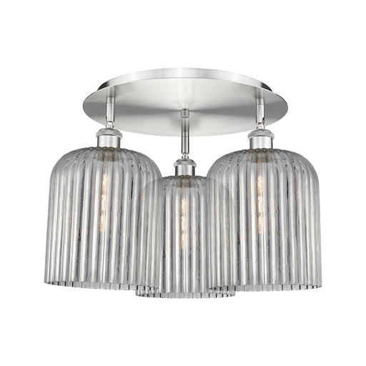 Innovations Bridal Veil 17in 3-Light Semi-Flush | Art Nouveau Satin Nickel and Light Smoke Glass | Bedroom & Dining Room | Model 516-3C-SN-G559-8SM