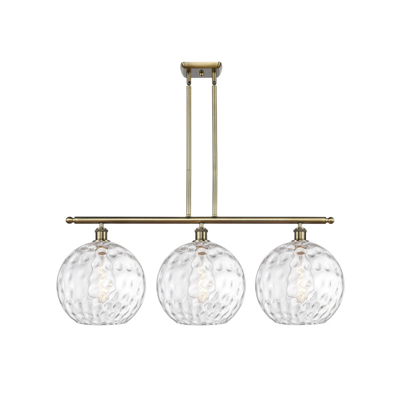 Innovations Athens Water Glass 38in 3-Light Island Light | Industrial Antique Brass and Clear Water Glass | Kitchen Island | Model 516-3I-AB-G1215-12