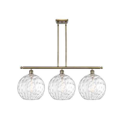 Innovations Athens Water Glass 38in 3-Light Island Light | Industrial Antique Brass and Clear Water Glass | Kitchen Island | Model 516-3I-AB-G1215-12