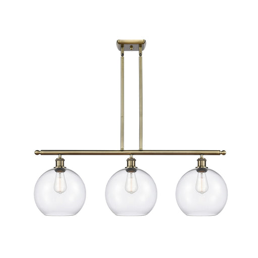 Innovations Athens 36in 3-Light Island Light | Industrial Antique Brass and Clear Glass | Kitchen Island & Dining Room | Model 516-3I-AB-G122-10
