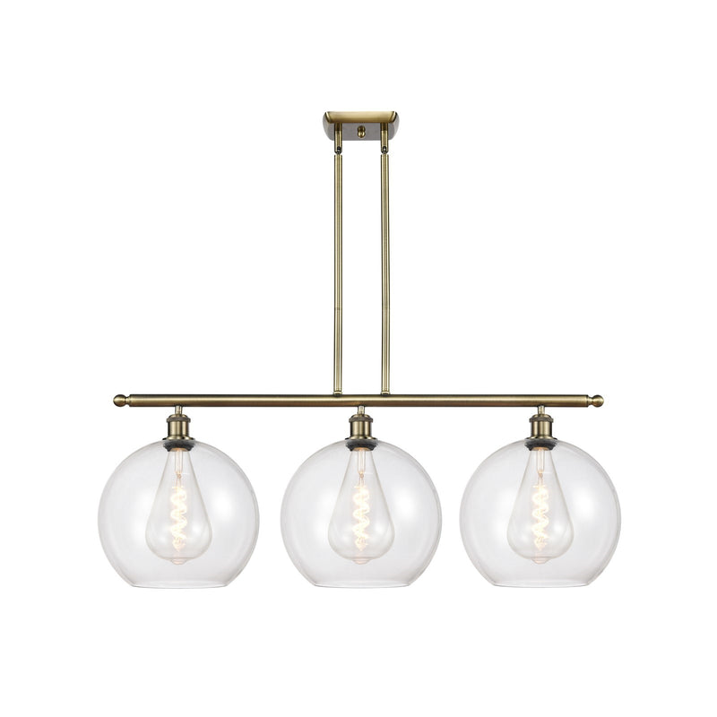 Innovations Athens 38.25in 3-Light Island Light | Industrial Antique Brass and Clear Glass | Kitchen Island & Dining Room | Model 516-3I-AB-G122-12